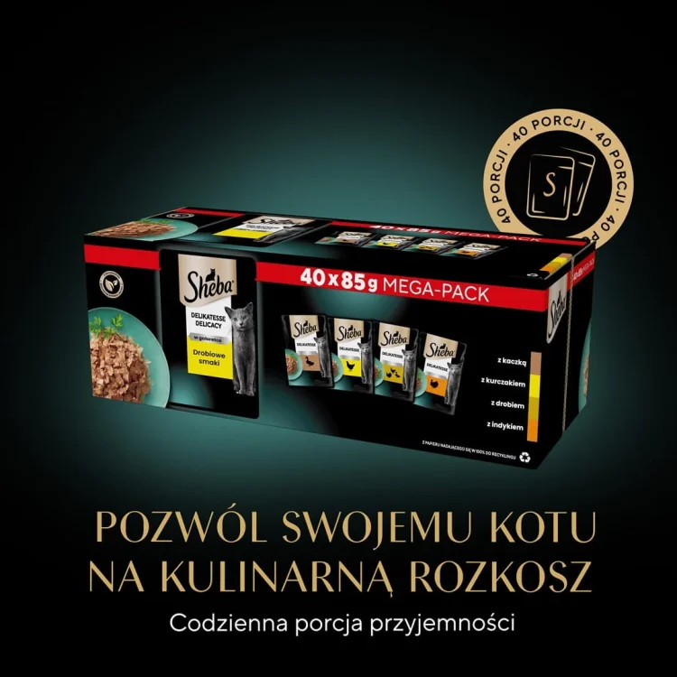 SHEBA Delicacy drobiowe smaki w galarecie- Drób - Mokra karma dla kota - 40x85g