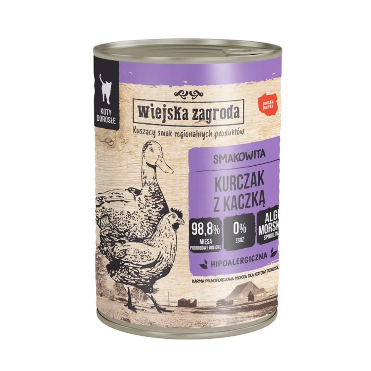 Wiejska Zagroda - Kurczak z kaczką - Mokra karma dla kota - 400g