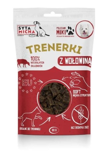 Syta Micha Trenerki  z wołowiną – przysmak dla psa - 80g