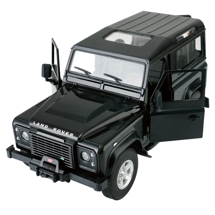 Land Rover Defender czarny RASTAR model 1:14 Zdalnie sterowanie auto + Pilot 2,4 GHz + Ręcznie otwierane drzwi