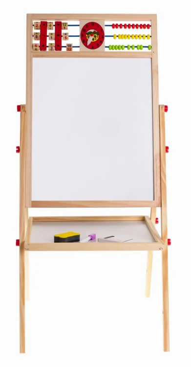 Drewniana dwustronna tablica dla dzieci 3+ Edukacyjna tablica magnetyczna kredowa + Akcesoria