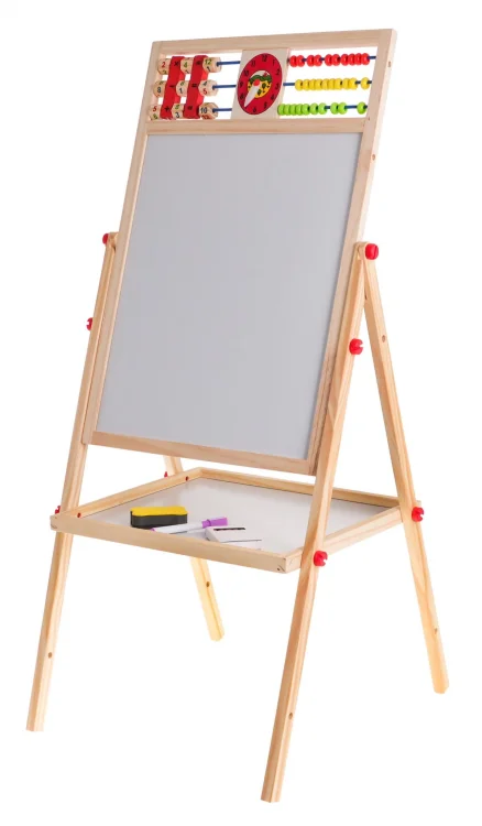 Drewniana dwustronna tablica dla dzieci 3+ Edukacyjna tablica magnetyczna kredowa + Akcesoria