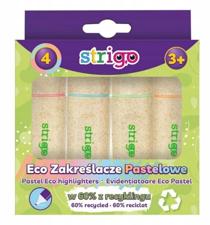 Zakreślacz Eco Hi-text pastel 4szt mix STRIGO