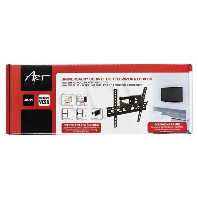 Uchwyt ścienny do telewizora ART AR-53 (narożny, Obrotowy, ścienne, Uchylny - 55"; max. 35kg)