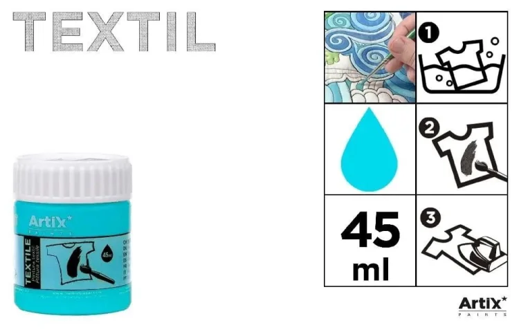 Farba do tkanin błękit turkusowy 45ml (6szt)