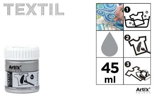 Farba do tkanin srebrna 45ml (6szt)
