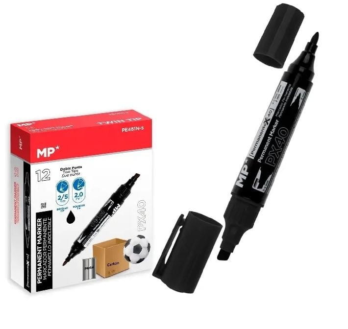 Marker dwustronny perman. czarny 2,0/5,0mm (12szt)