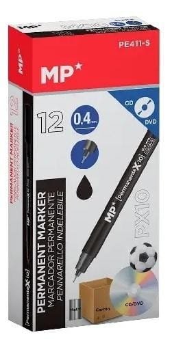 Marker permanentny 0,4mm do CD/DVD czarny (12szt)