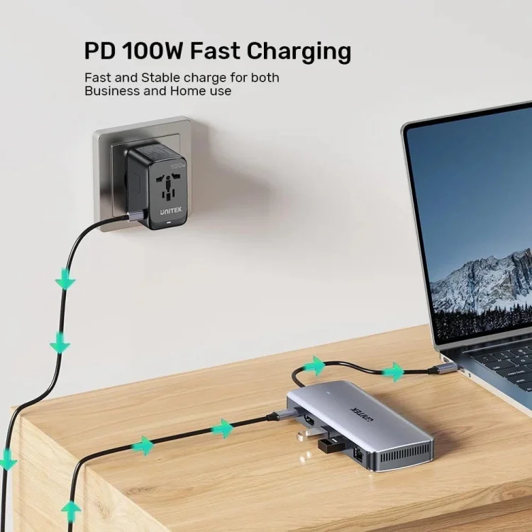 UNITEK AKTYWNY HUB USB-C 10GBPS,M.2,HDMI, PD 100W