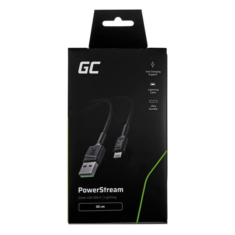 GREEN CELL KABEL KABGC24 GC POWERSTREAM USB-A - LIGHTNING 30CM, SZYBKIE ŁADOWANIE