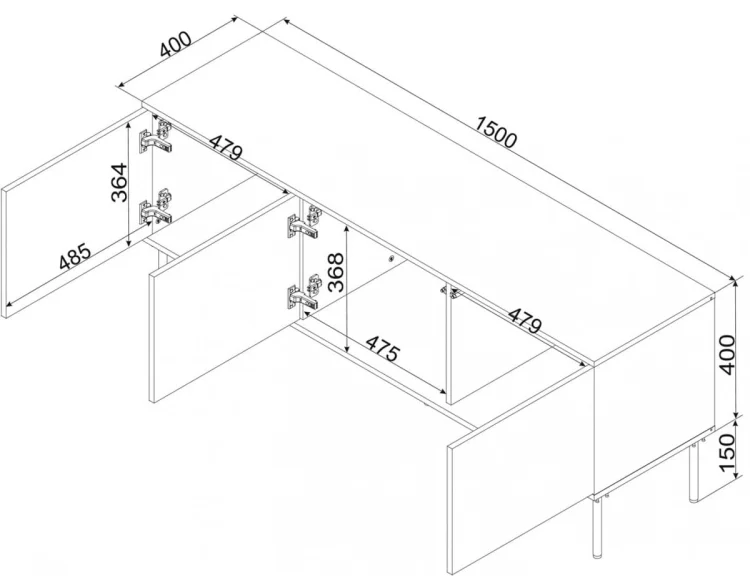 Szafka RTV 3D TRESSE 150x40x55 kaszmir mat