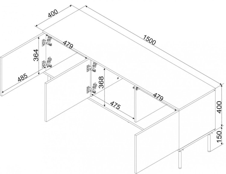 Szafka RTV 3D TRESSE 150x40x55 zieleń mat