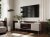 Szafka RTV EF + kominek czarny TRESSE 180x40x54,5 kaszmir mat