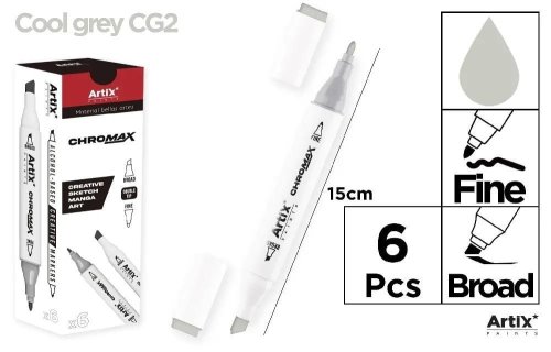 Marker Chromax z 2 końcówk. cool grey CG2 (6szt)