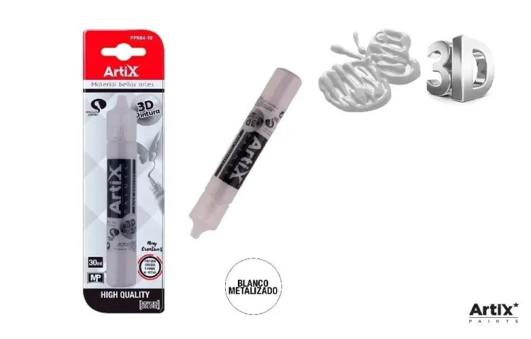 Farba strukturalna 3D biały metalizowany 30ml