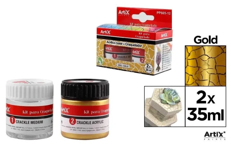 Farba akrylowa złoty 35ml + środek tworzący