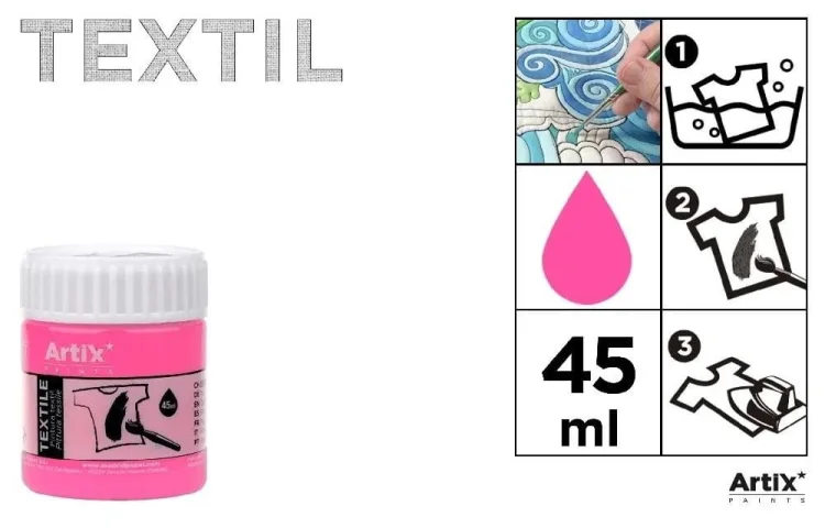 Farba do tkanin 45ml różowa (6szt)
