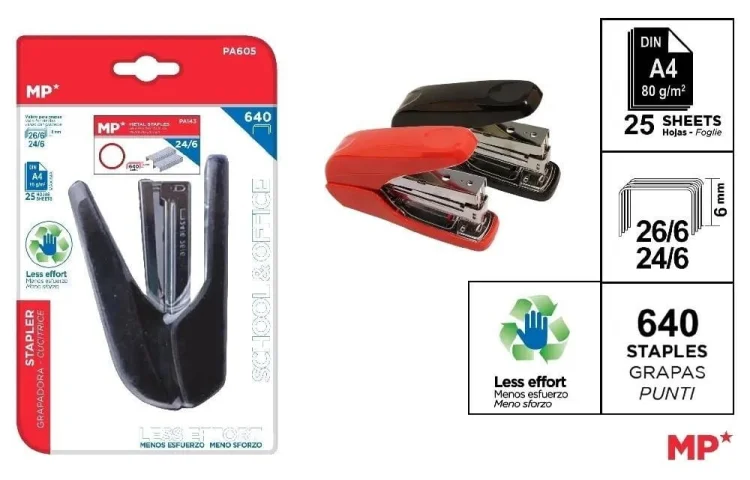 Zszywacz duży 60% mniej wysiłku 24/6 + zszywki MIX