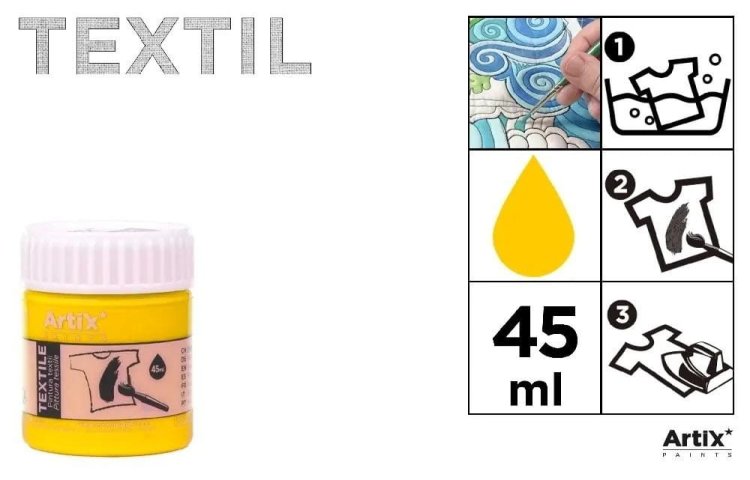 Farba do tkanin cytrynowo-żółta 45ml (6szt)