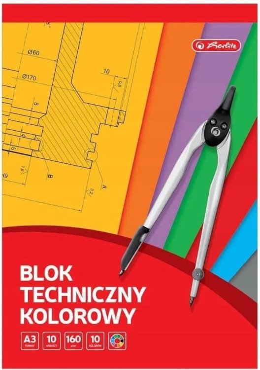 Blok techniczny A3/10K kolorowy (10szt)