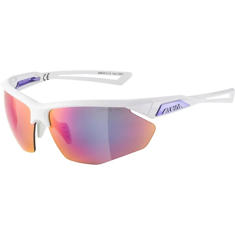ALPINA Okulary na rower NYLOS HR  biało-fioletowe szkło fioletowe lustro Cat.3