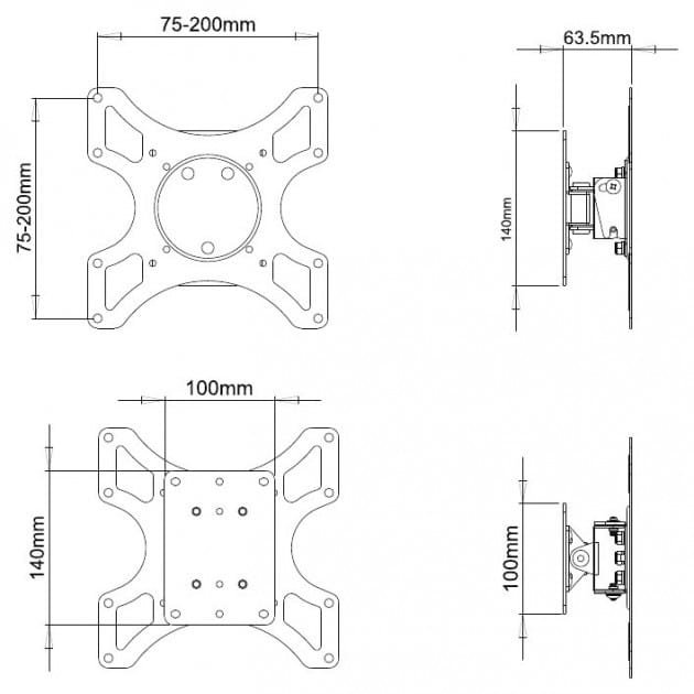 TECHLY UCHWYT ŚCIENNY TV LED/LCD 17-37 CALI 25KG O