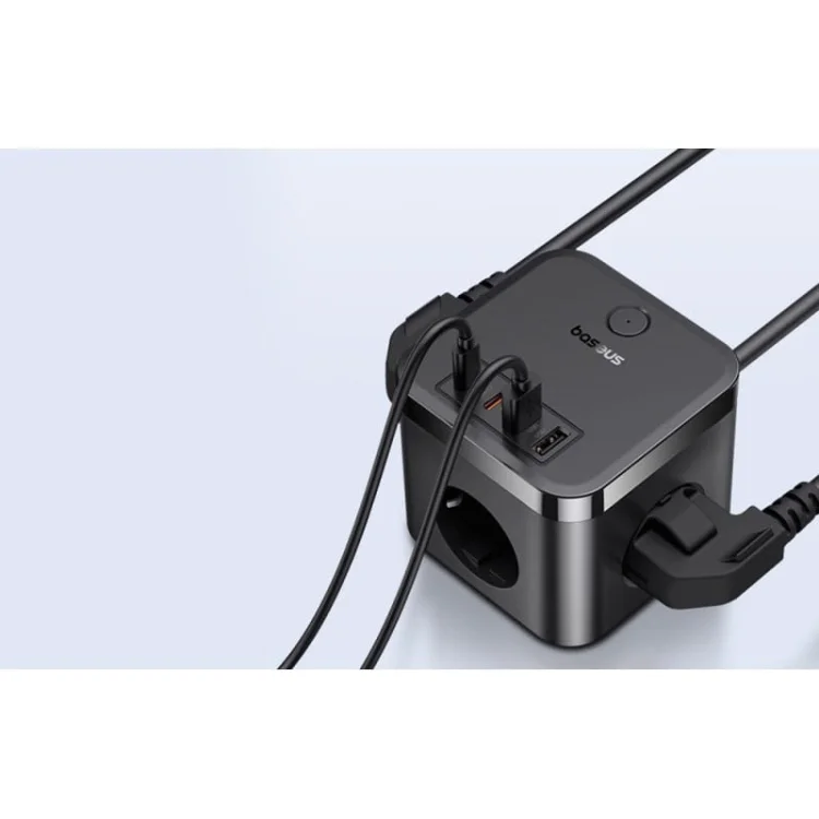 Listwa zasilająca Baseus PowerCombo 3AC+2U+2C 30W EU (1,5m; czarny)