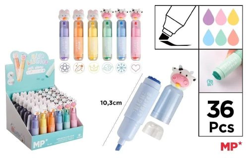 Zakreślacz ze stempelkiem - królik / krówka (36sz)