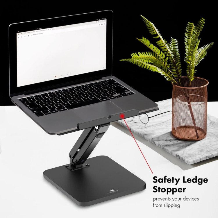 MACLEAN PODSTAWKA BIURKOWA NA MONITOR LUB LAPTOP, SPRĘŻYNA GAZOWA, DO PRACY STOJĄCO SIEDZĄCEJ, CZARNA MC-493