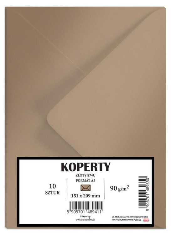 Koperty A5 złote 10szt