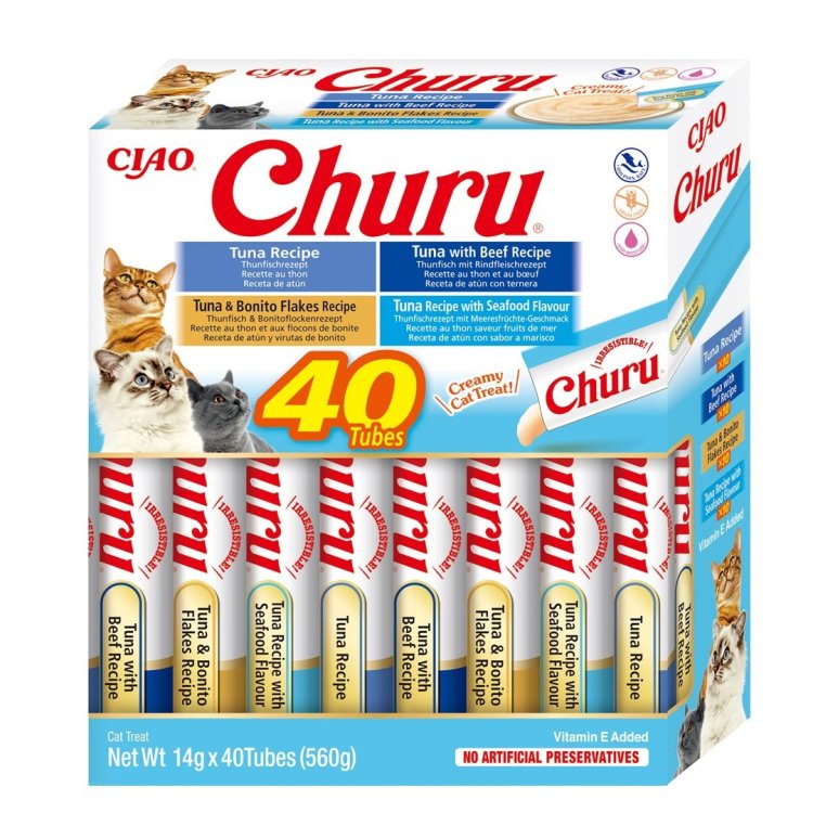 INABA CHURU Varietes Tuńczyk Owoce m- kot 40x14 g