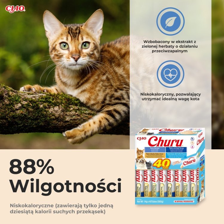 INABA CHURU Varietes Tuńczyk Owoce m- kot 40x14 g
