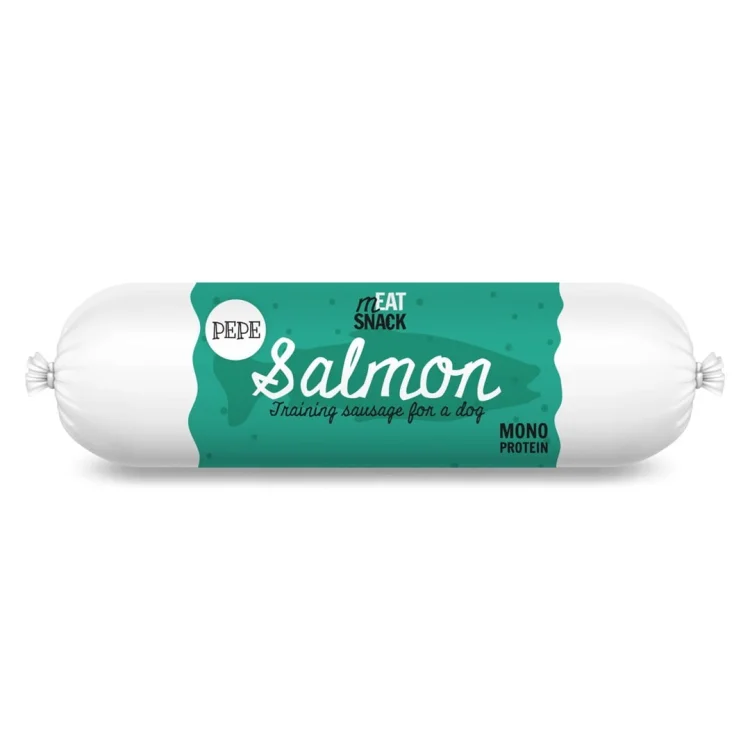 Paka Zwierzaka Pepe kiełbaski meat snack łosoś 200g