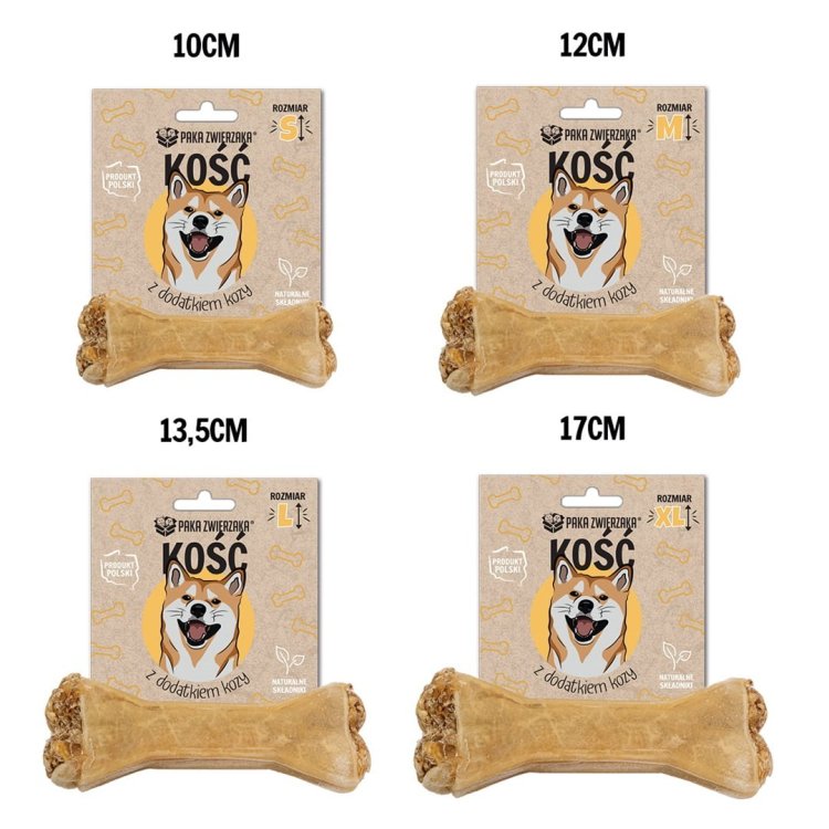 Paka Zwierzaka Kość z dodakiem kozy XL-17 cm 115g