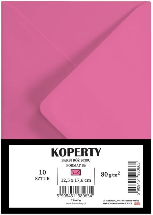 Koperty B6 Barbi róż 10szt