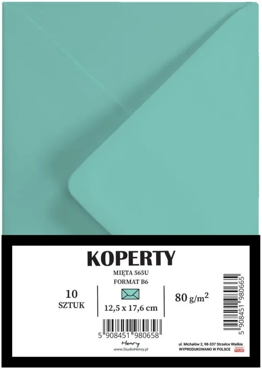 Koperty B6 miętowe 10szt