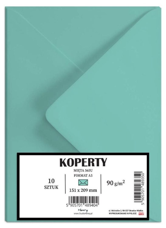 Koperty A5 miętowe 10szt