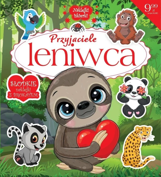 Naklejki iskierki z brokatem. Przyjaciele leniwca