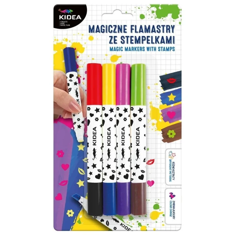 Flamastry magiczne ze stempelkami 10szt KIDEA