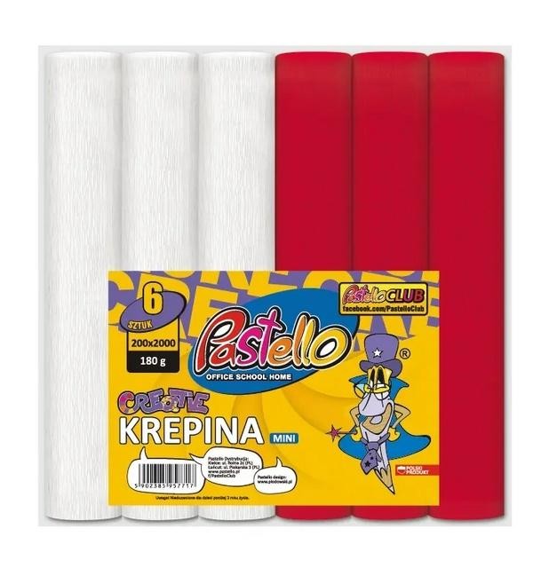 Krepina mini 20x250cm 180g biało-czerwona 6szt