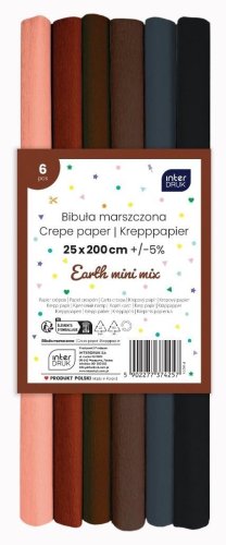 Bibuła marszczona Earth mini mix 6szt 200x25cm