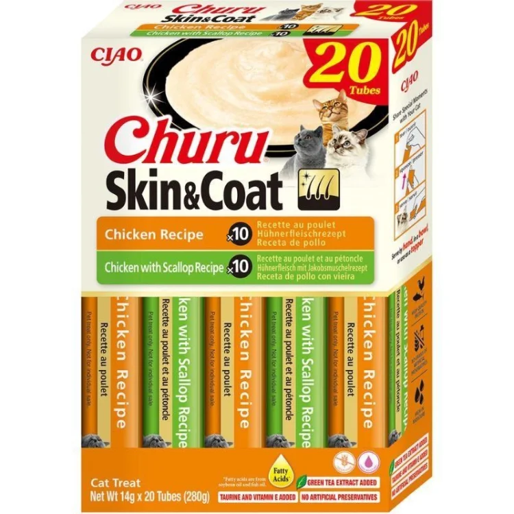 INABA CAT CHURU SKIN & COAT CHICKEN przysmak dla kota 20x14g (280g)