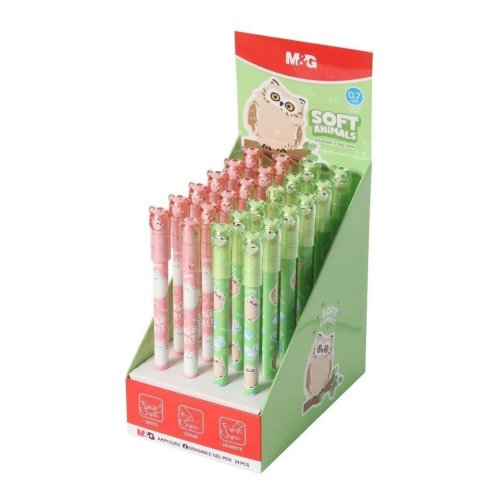 Długopis wymaz Soft Animals Sowa nieb (24szt) M&G