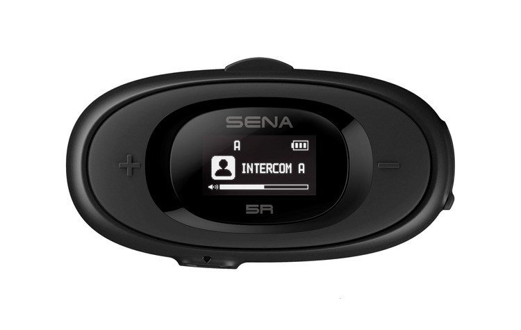 Interkom motocyklowy Sena 5R-01D 5R Bluetooth 5.1 700m z wyświetlaczem LCD i uniwersalnym zestawem mikrofonów na 2 kaski
