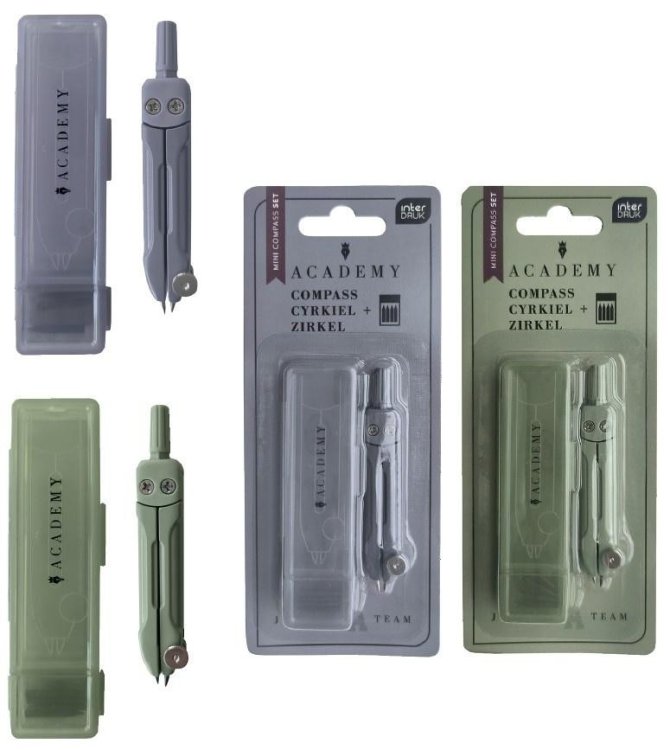 Cyrkiel mini z rysikiem w etui Academy mix