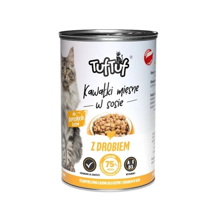 Tuf Tuf kawałki mięsne z drobiem dla kota puszka 415g