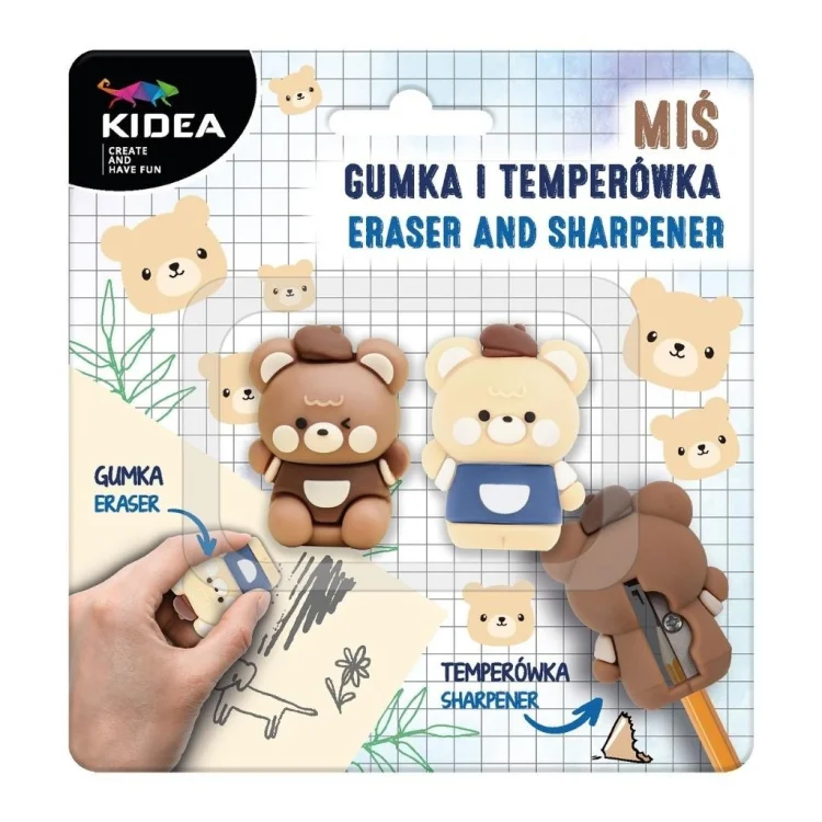 Gumka i temperówka Miś KIDEA