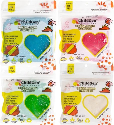 Ciastolina naturalna eko-pack 4 brokatowe kolory