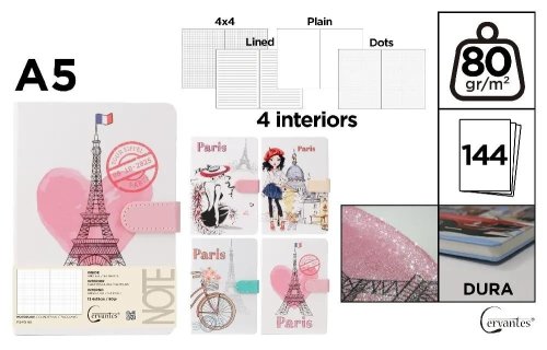 Notatnik A5/144K magnes Paris MIX