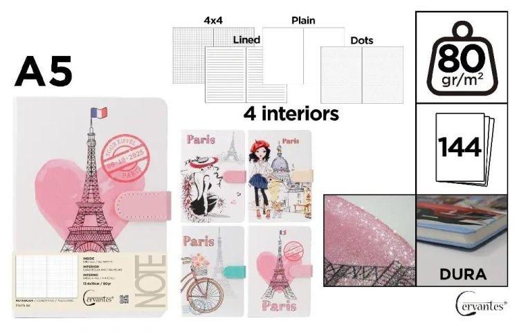 Notatnik A5/144K magnes Paris MIX